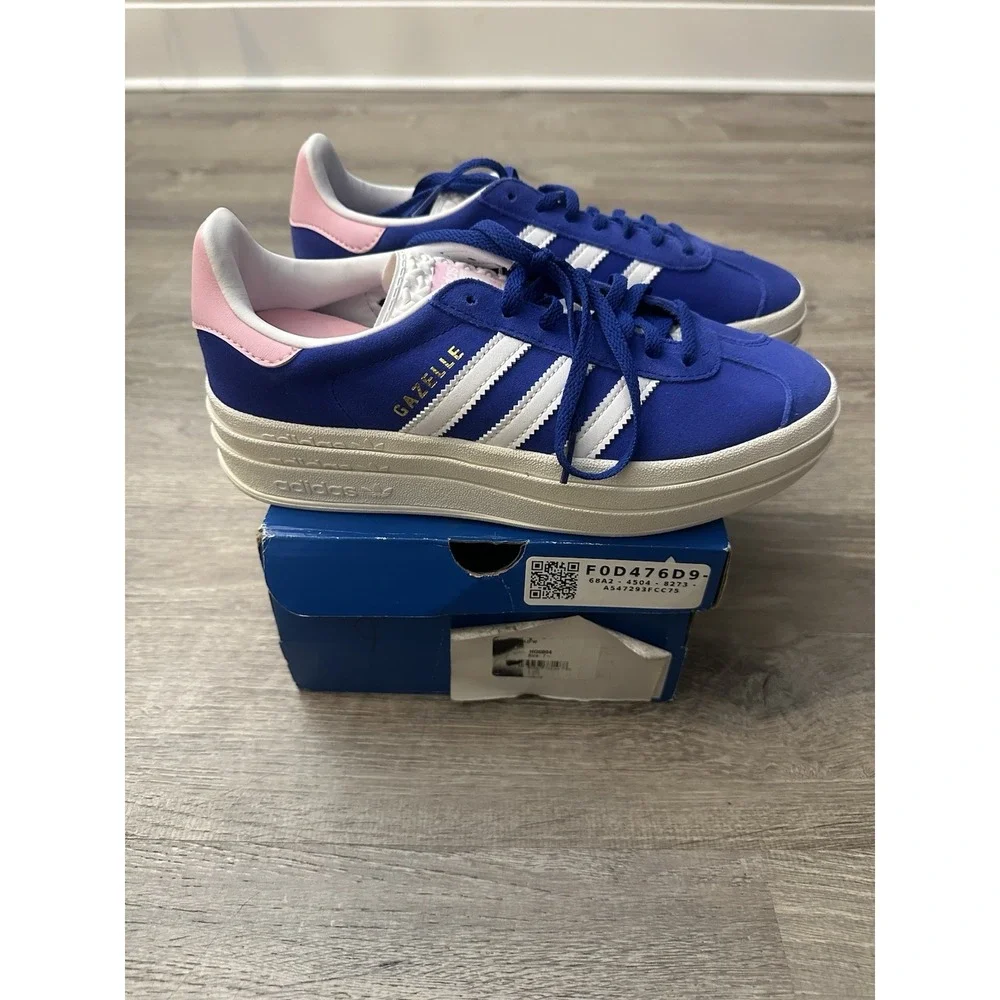 Size 7.5 - Adidas Gazelle Bold Lucid Blue Pink W